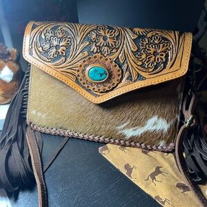 Handcrafted Floral Leather Crossbody Bag by Challenger